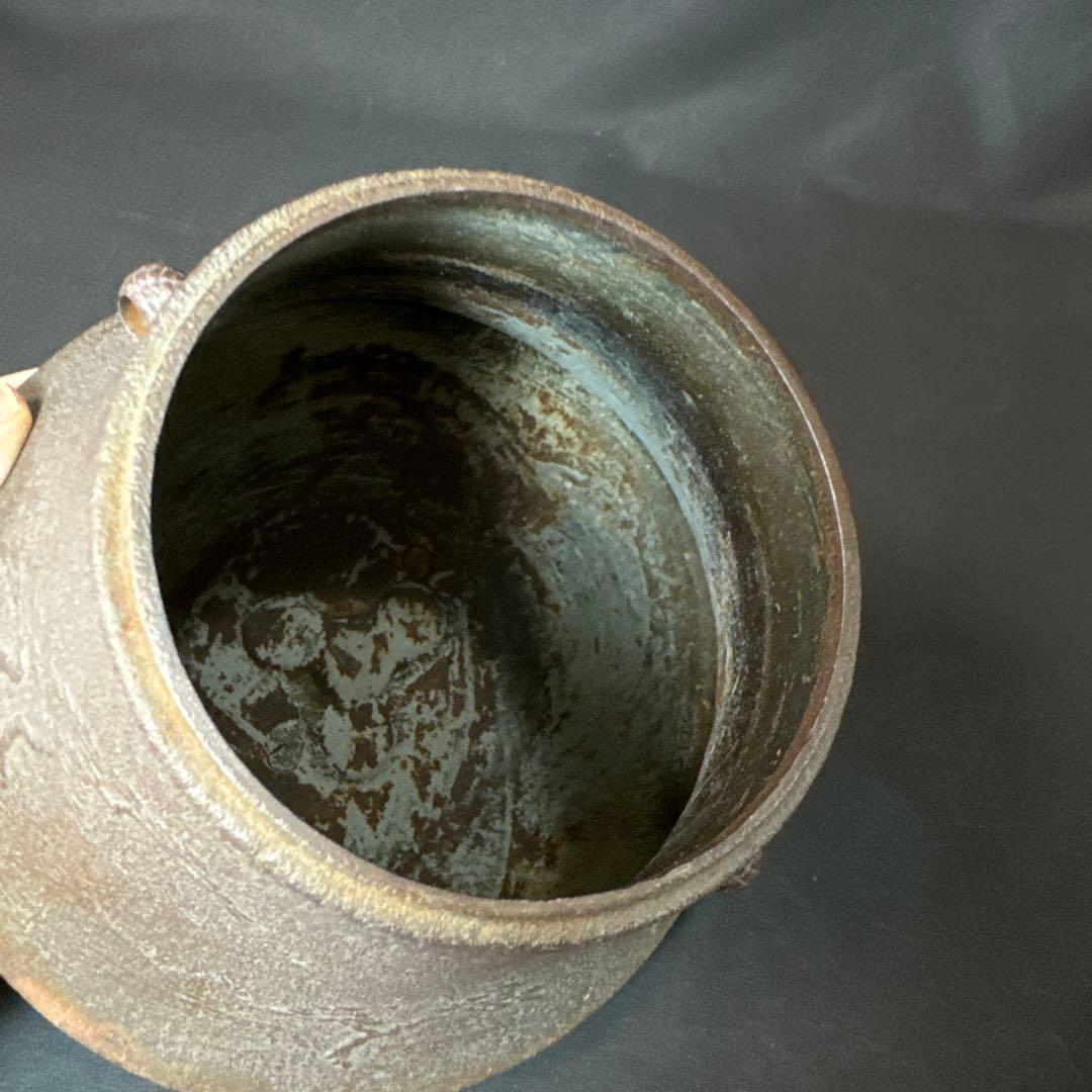 E712 送料無料　茶釜　小釜　松林地紋　富士釜　佐藤清光　茶道具　茶室　共箱