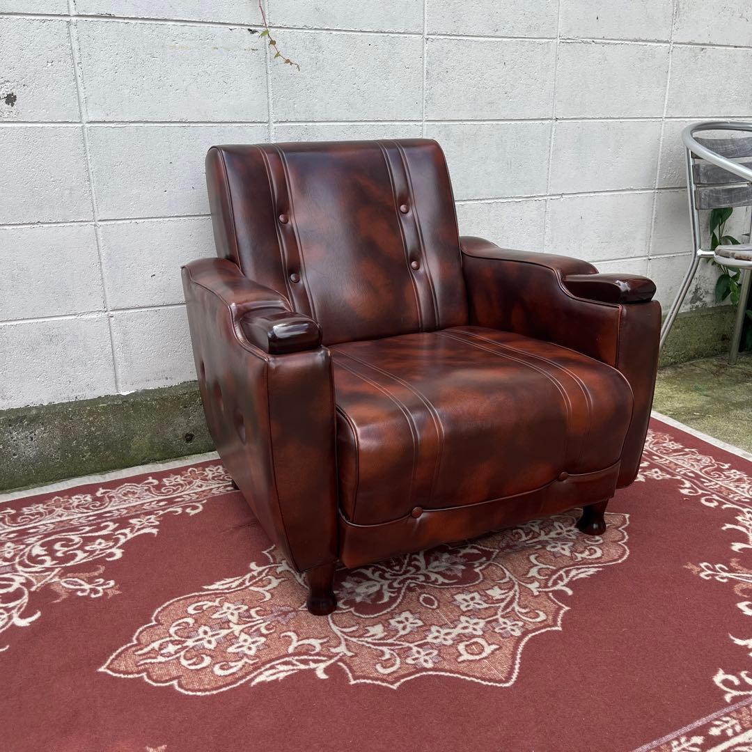 ミッドセンチュリー 古家具◾️マーブル柄 一人掛け シングルソファ ラウンジソファ