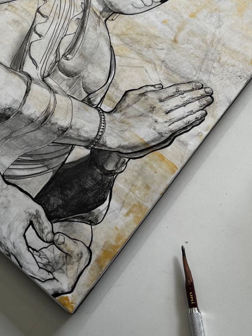 [作品] 「不背図」F6 原画　仏画　現代アート