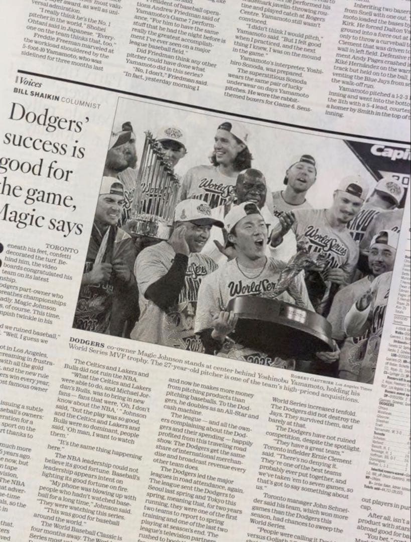 \"数々の伝説を生み出した\"ドジャース 『ワールドシリーズ優勝記念号】額縁入り