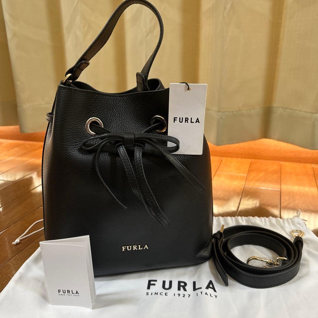 【新品】FURLA コスタンザ 巾着 2way ショルダーバッグ ブラック黒
