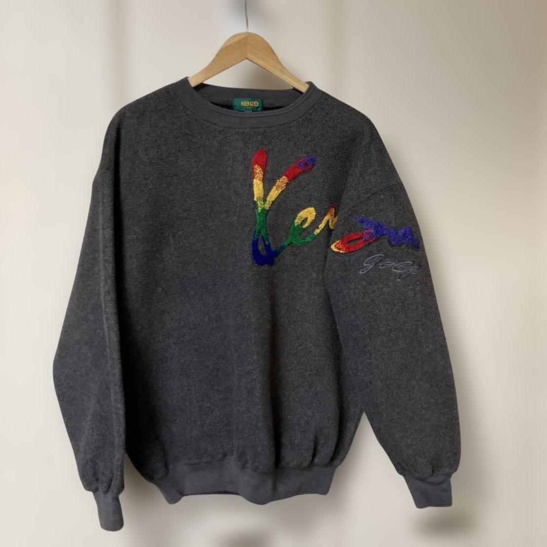 VINTAGE Kenzo GOLF カラフル刺繍ロゴ フリーススウェット　XL