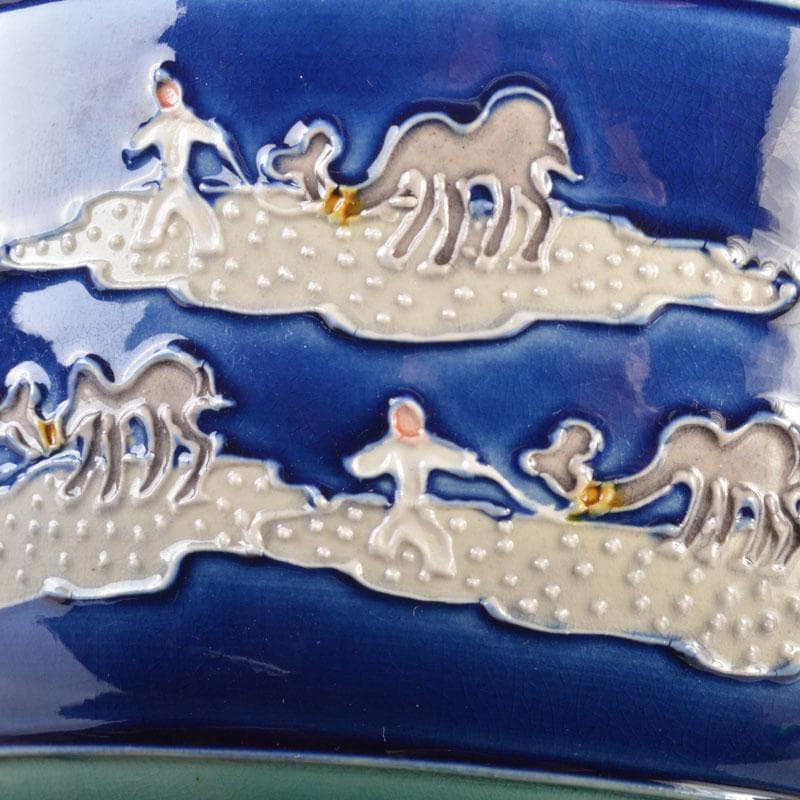 茶道具　交跡焼　堀口登造　シルクロード文　茶碗　共箱　V　6525