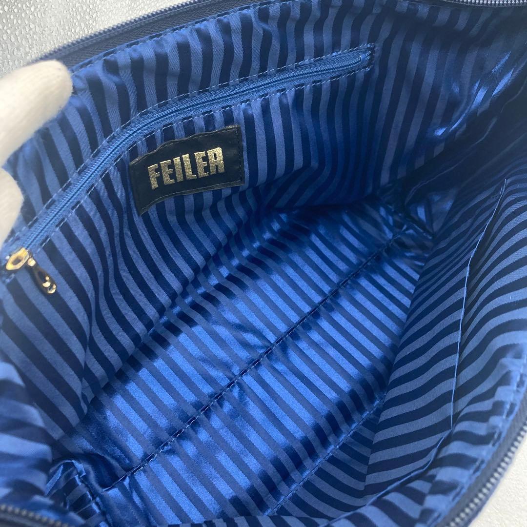 極美品✨ フェイラー　ピュアリティ　シュニール織　ハンドバッグ　ショルダー　紺色