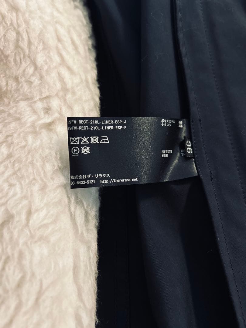 THE RERACSフリース裏地付きブラックネイビーコート