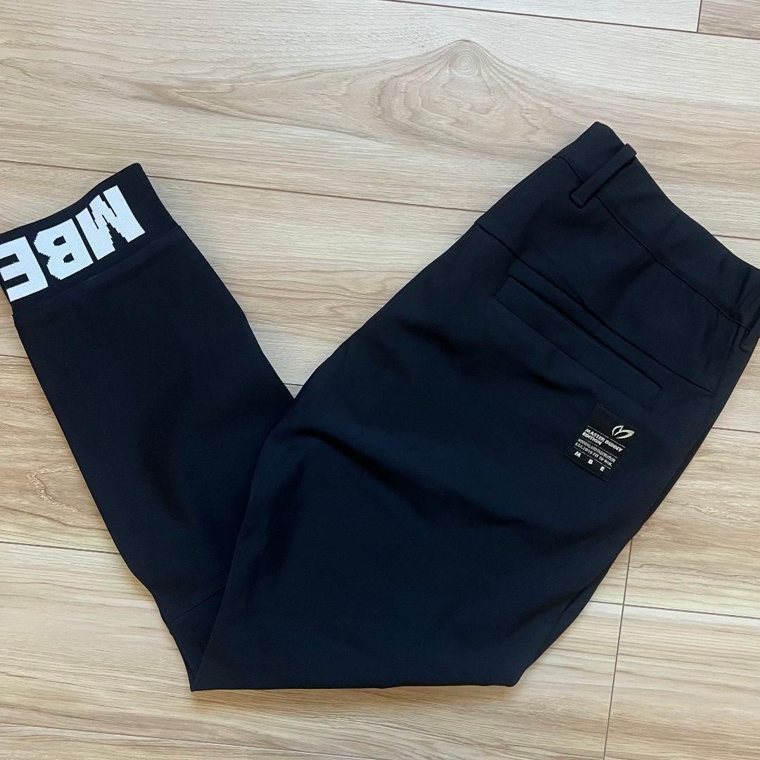 マスターバニーエディション　裾ロゴ　ナイロンパンツ　ゴルフパンツ　メンズ　黒　4