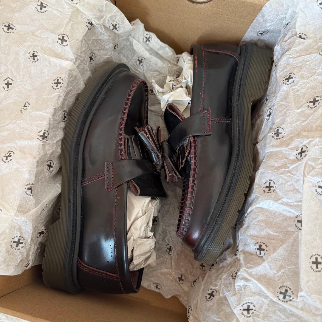 Dr.Martens バーガンディ タッセル付きレザー ローファー UK3