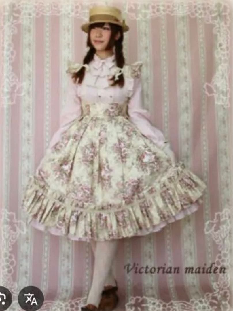 l*i様 クラシカルブーケエプロンフリルドレス ミスティベージュ