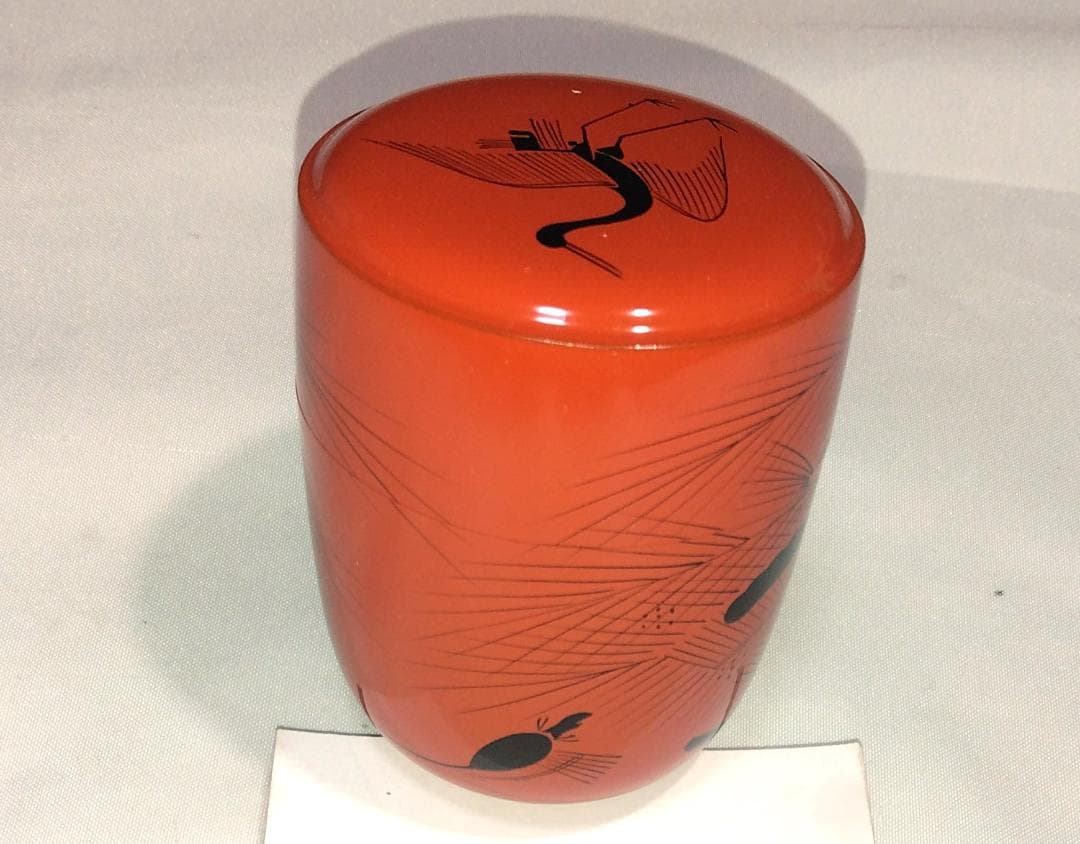 茶道具　加賀蒔絵師　中村宗悦作　曙棗　鶴亀に老松蓬莱山蒔絵曙棗　未使用超美品！！