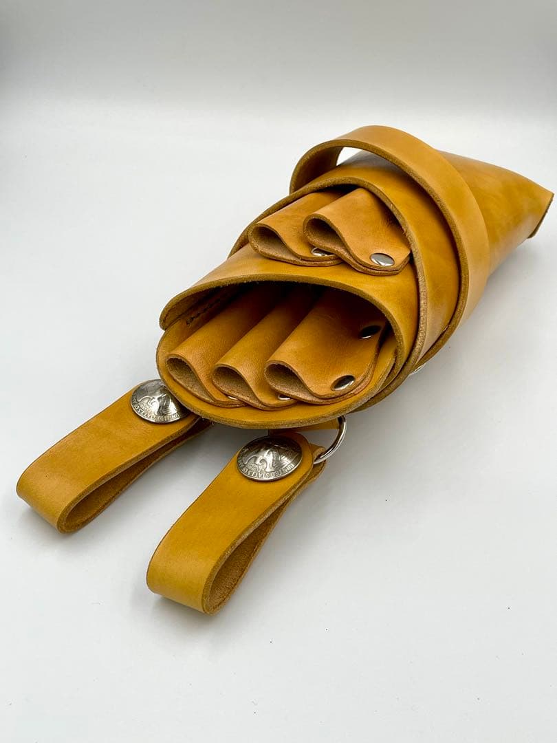 シザーケース姫路レザー☆5丁差しハンドメイド☆ベルトタイプ☆フルオープン