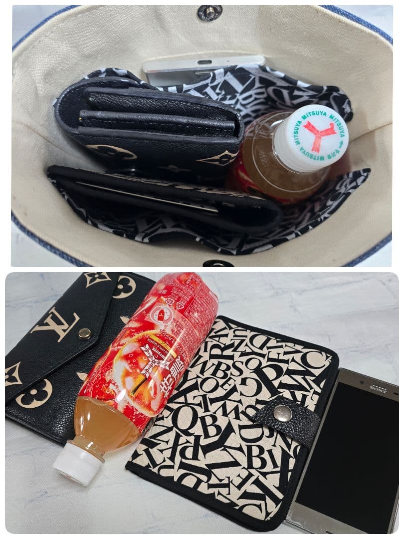 大きめ デニムリメイクバッグ ファスナー ＆ カジュアルサコッシュ 2点