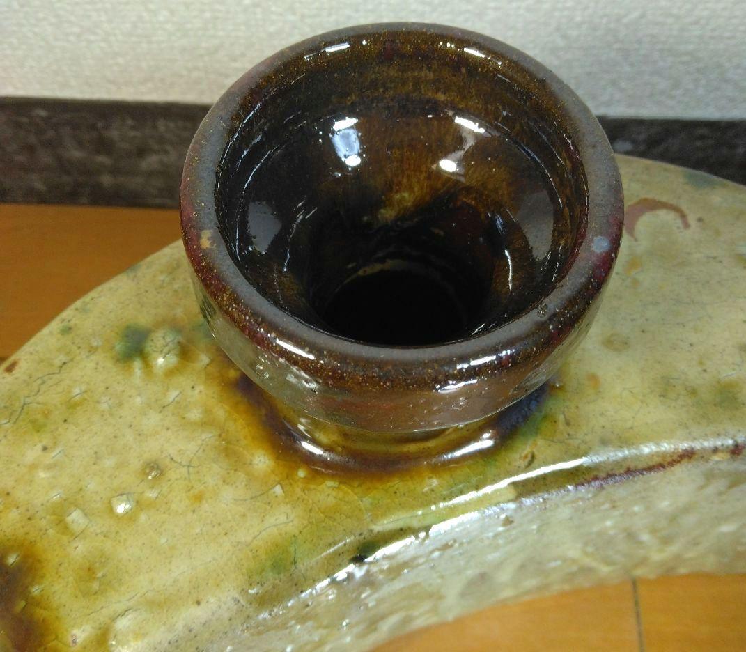 人間国宝 金城次郎 魚海老紋抱瓶 栞 共箱(本人書付) 壷屋焼 やちむん 大きい