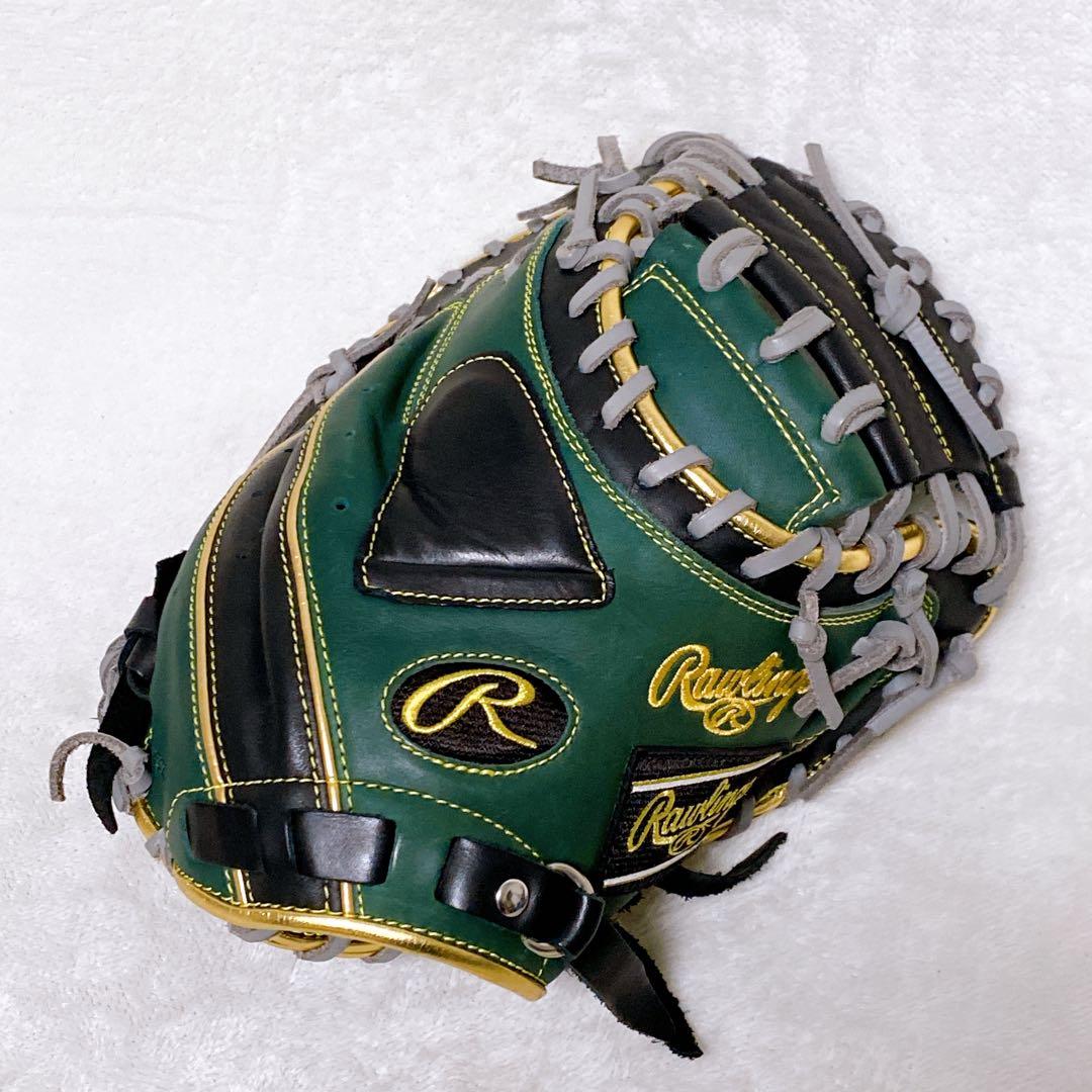 美品　ローリングス　軟式用キャッチャーミット　ハイパーテック　緑　黒　金　R2G