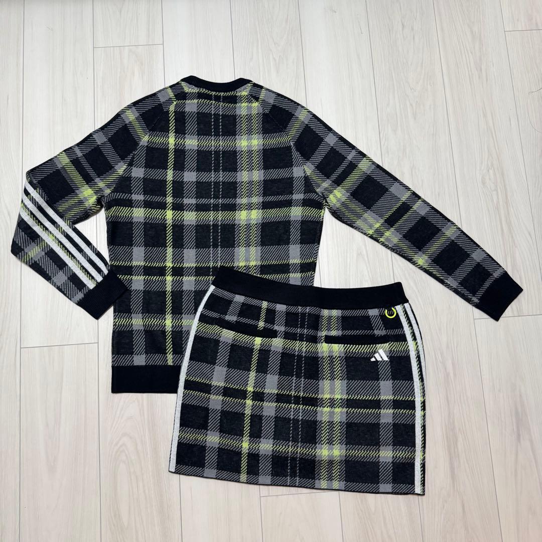 新品 アディダス セットアップ 巻きスカート 長袖ニット タータンチェック 秋冬