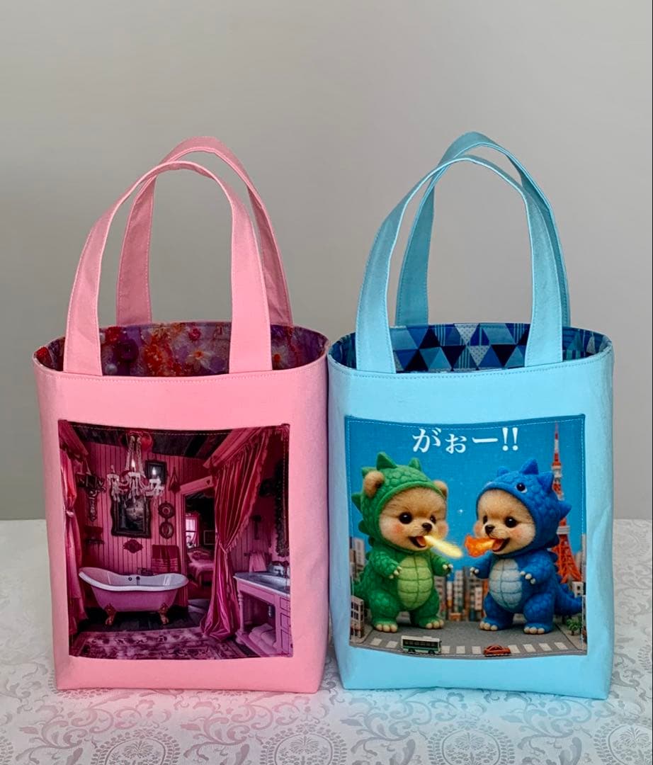 ♥むっち♥ ♡♬.*゜　いちご猫ちゃん　トートバッグ　小物入れ