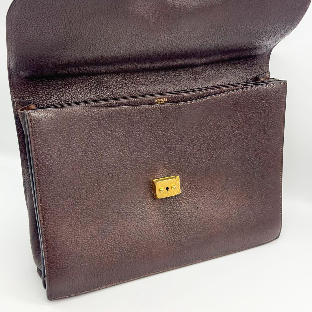 エルメス サックアデペッシュ 41 ブリーフケース トリヨンクレマンス ブラウン