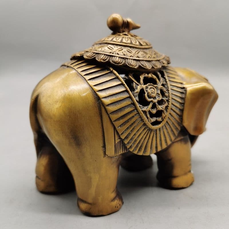 めでたい如意銅象 香炉 工芸品 美術品 置物