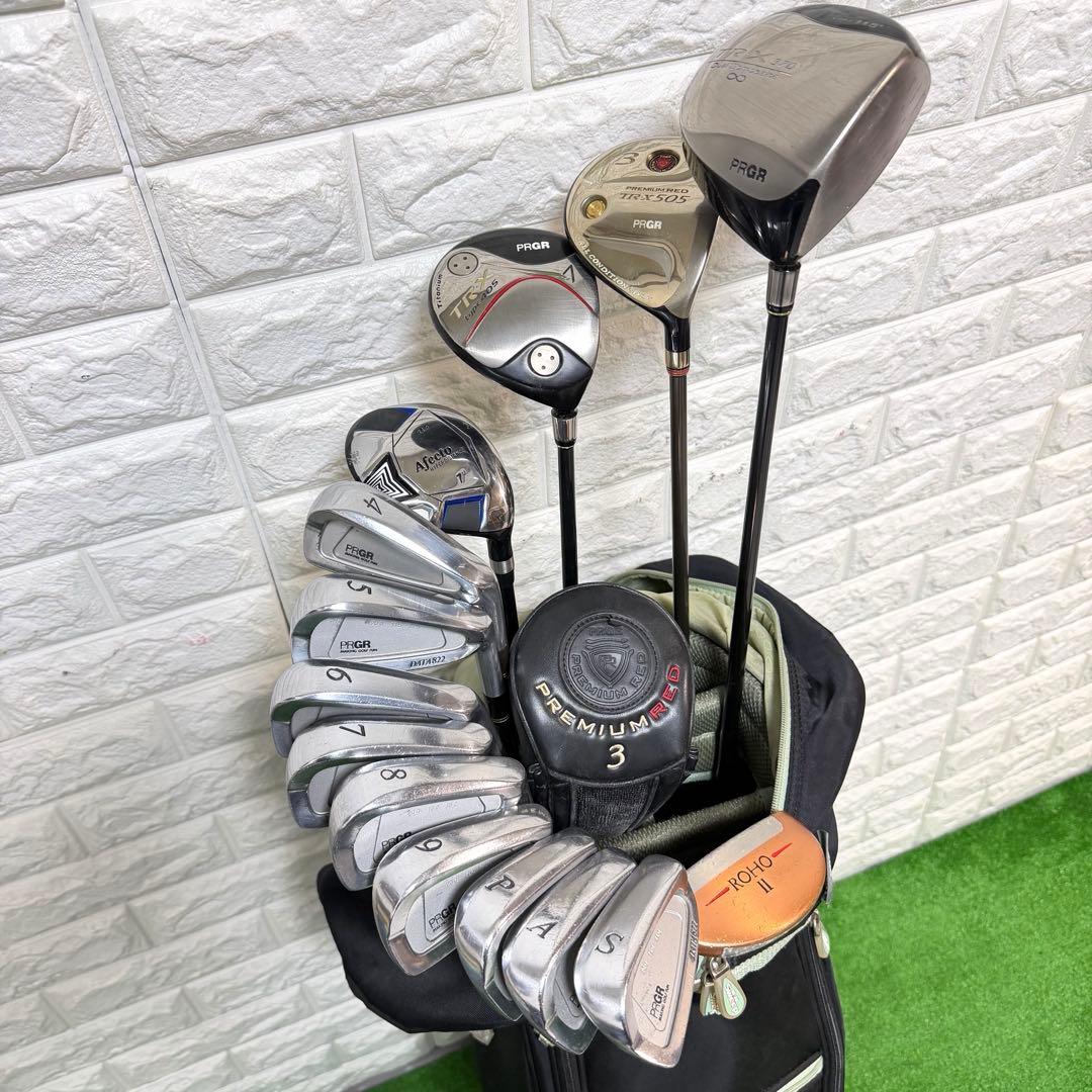 ゴルフセット　初心者応援　PRGR ラウンド仕様　打感良好　カーボン　すぐ使える