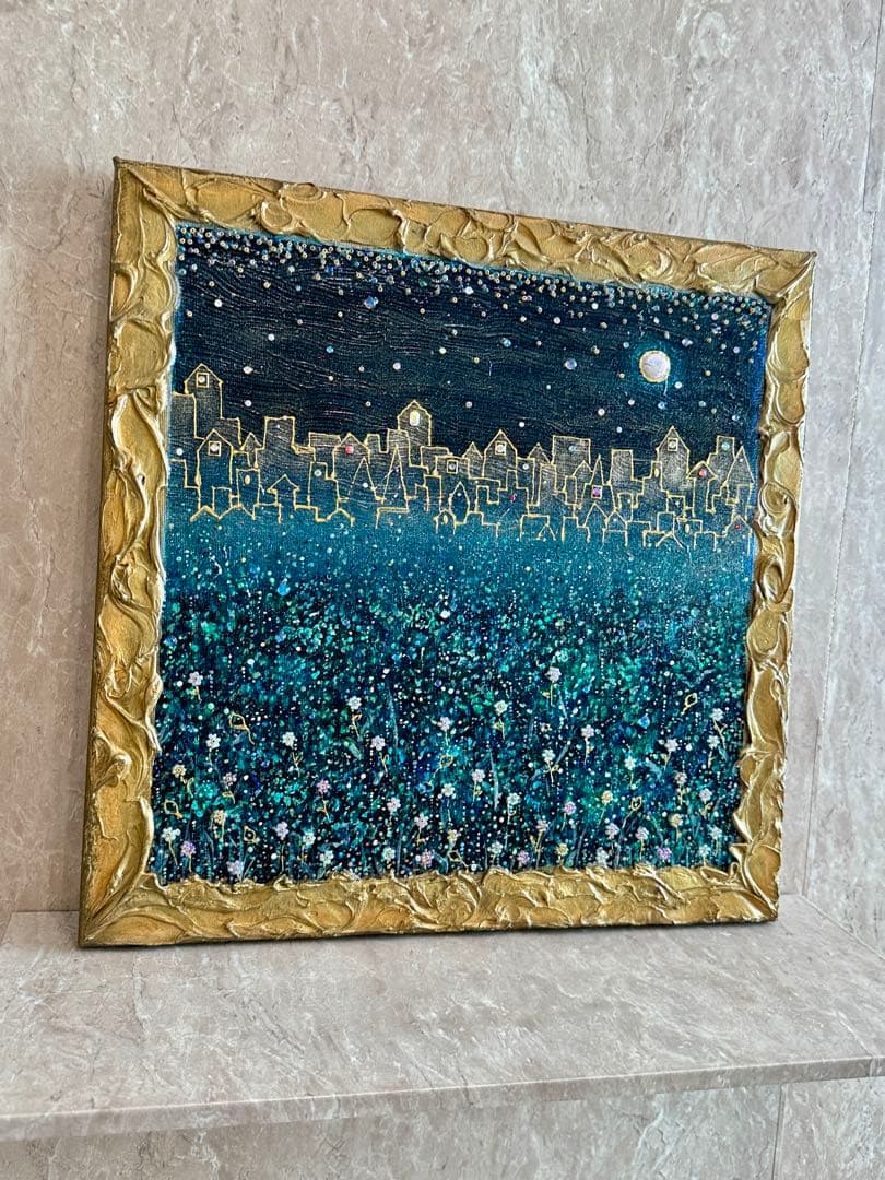 アクリル画テクスチャーアートno.839抽象画キャンバスアートパネル夜景