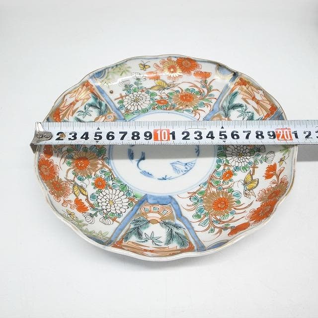 古伊万里　錦手　花尽くし文様　七寸皿　2枚