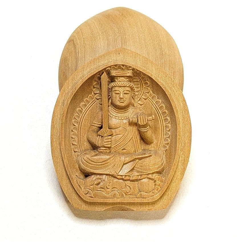 【フォロー割・新品】 香合仏　文殊菩薩　白檀　仏龕　懐中仏　文珠菩薩