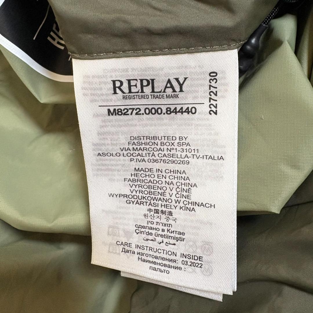 美品 REPLAY 中綿 ロングダウンコート ヘビーウェイト カーキ