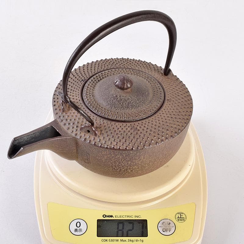 煎茶道具　釜師　菊地政光作　肩霰　銚子　染付山水文替蓋付　共箱　V R9015