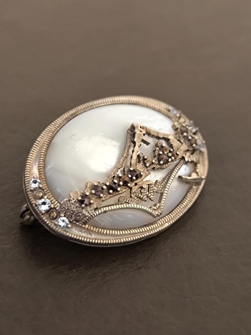 碌山 ROKUZAN ロクザン シルバー925 マザーオブパール ブローチ