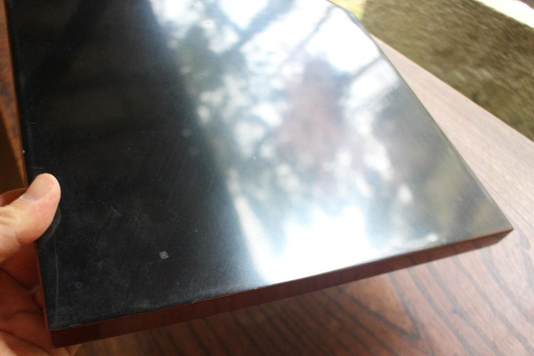 傷有参考品！時代朱漆に風情ある草花絵の映える折敷2点（検輪島塗京塗懐石膳お膳お盆