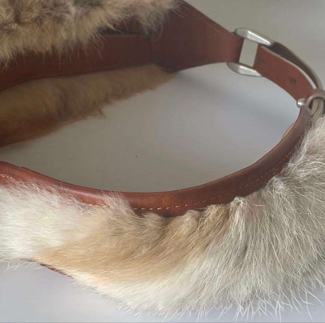 極美品★イサムカタヤマ バックラッシュ ショルダーバッグ バナナ 毛皮 本革