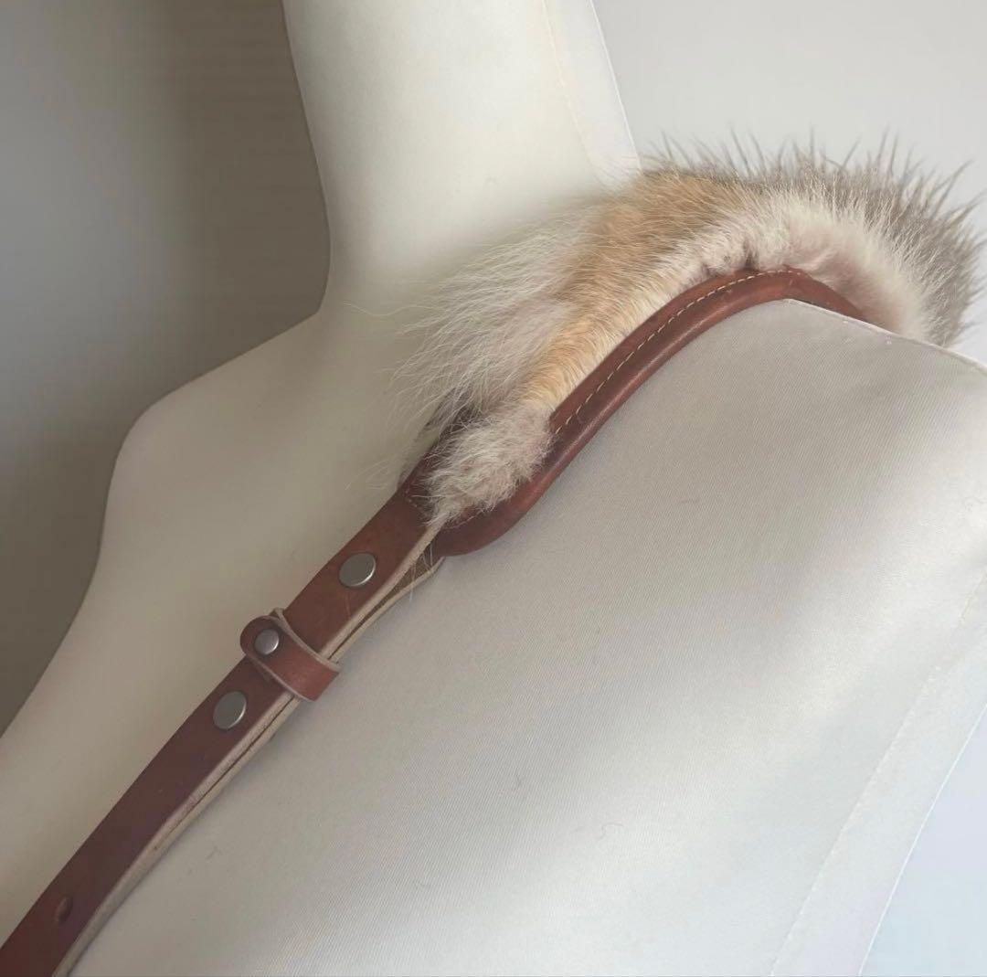 極美品★イサムカタヤマ バックラッシュ ショルダーバッグ バナナ 毛皮 本革