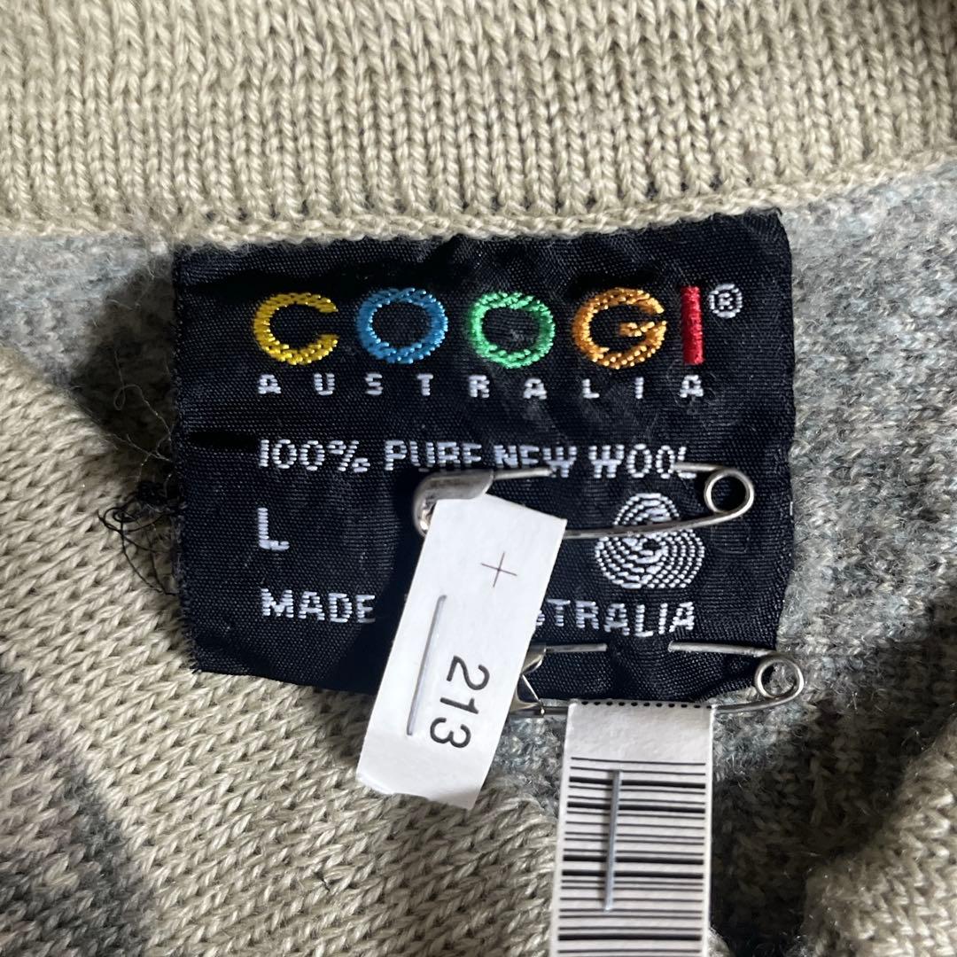 COOGI クージー 3Dニット ポロ襟 ウール100% 立体編み L 古着