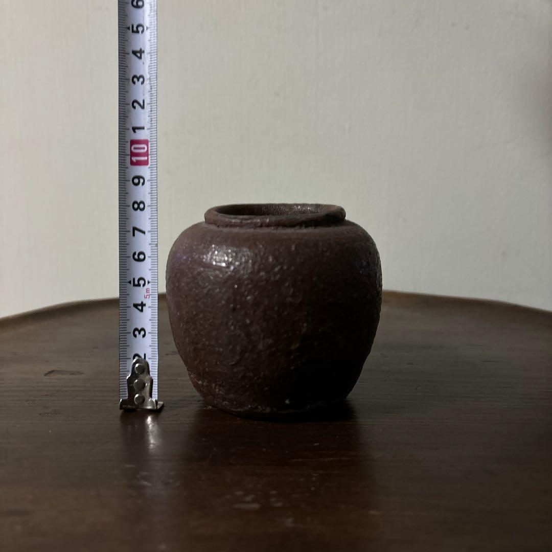 古備前小壷　江戸中期頃　お歯黒壺　古越前　常滑　花器　花入　古美術　骨董　李朝