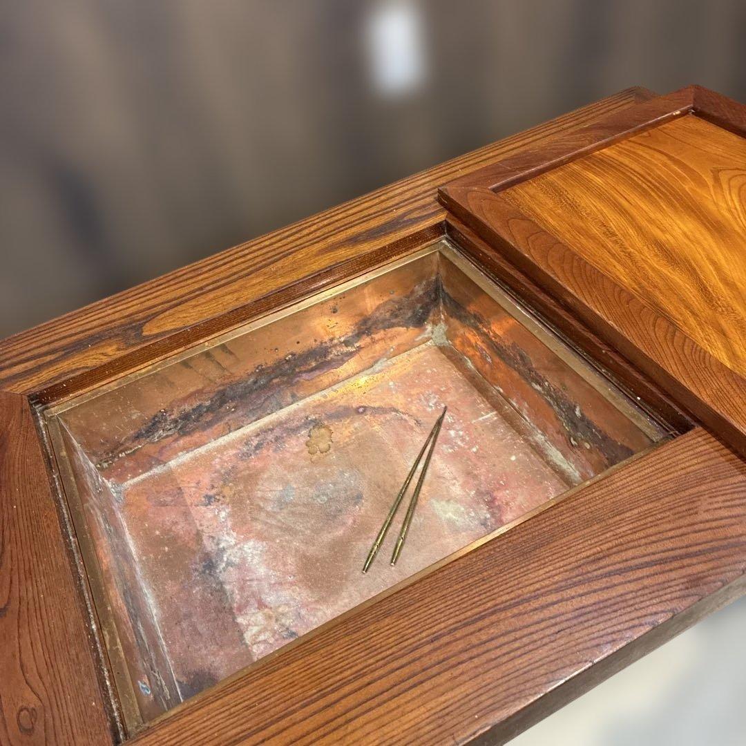 昭和レトロ　囲炉裏　テーブル　自在鉤セット