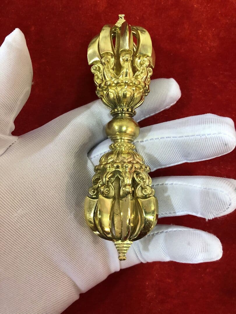 【修縁堂】チベット密教法器 九鈷金剛杵 九鈷杵 vajra 18.5cm 真鍮製