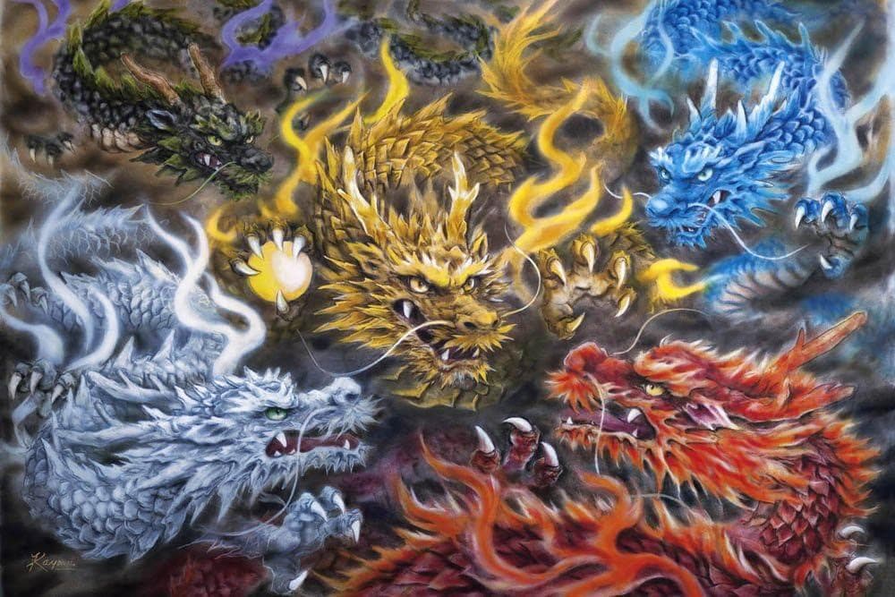 【廃番品】ジグソーパズル 五色の龍 原井加代美 3000ピース 究極パズルの達人