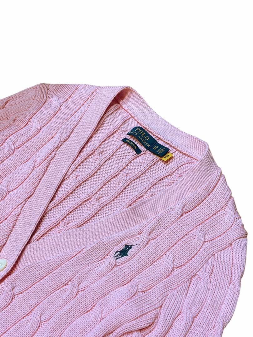 【極美品】ポロラルフローレン大人気ピマコットンケーブルショートカーディガン