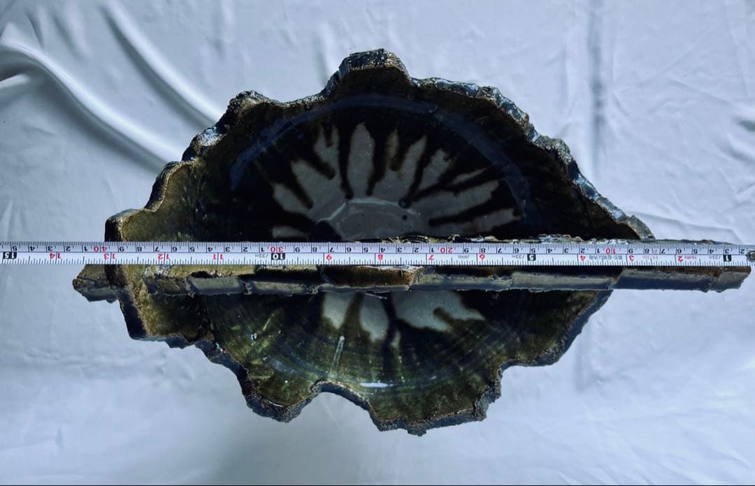 【未使用】高内秀剛 超大型作品 織部舟形 手鉢