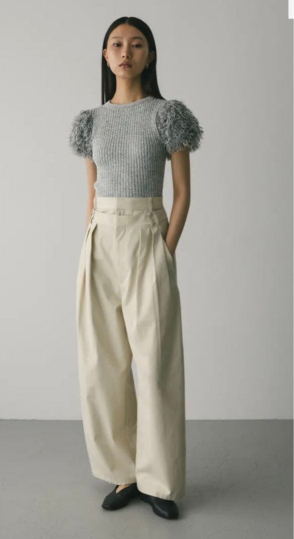 STYLEMIXER ウエストレイヤーワイドチノパンツ　アイボリー