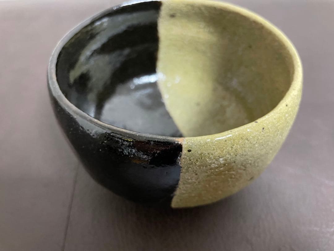 大樋年朗　掛分　黒茶盌　　共箱　共布　栞　大樋長左衛門　楽焼　黒楽　茶碗　茶道具