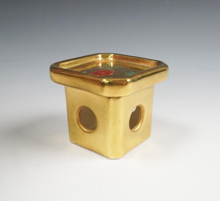 清水 鳴滝窯 橋本城岳 金彩 三方蓋置 茶道具 共箱