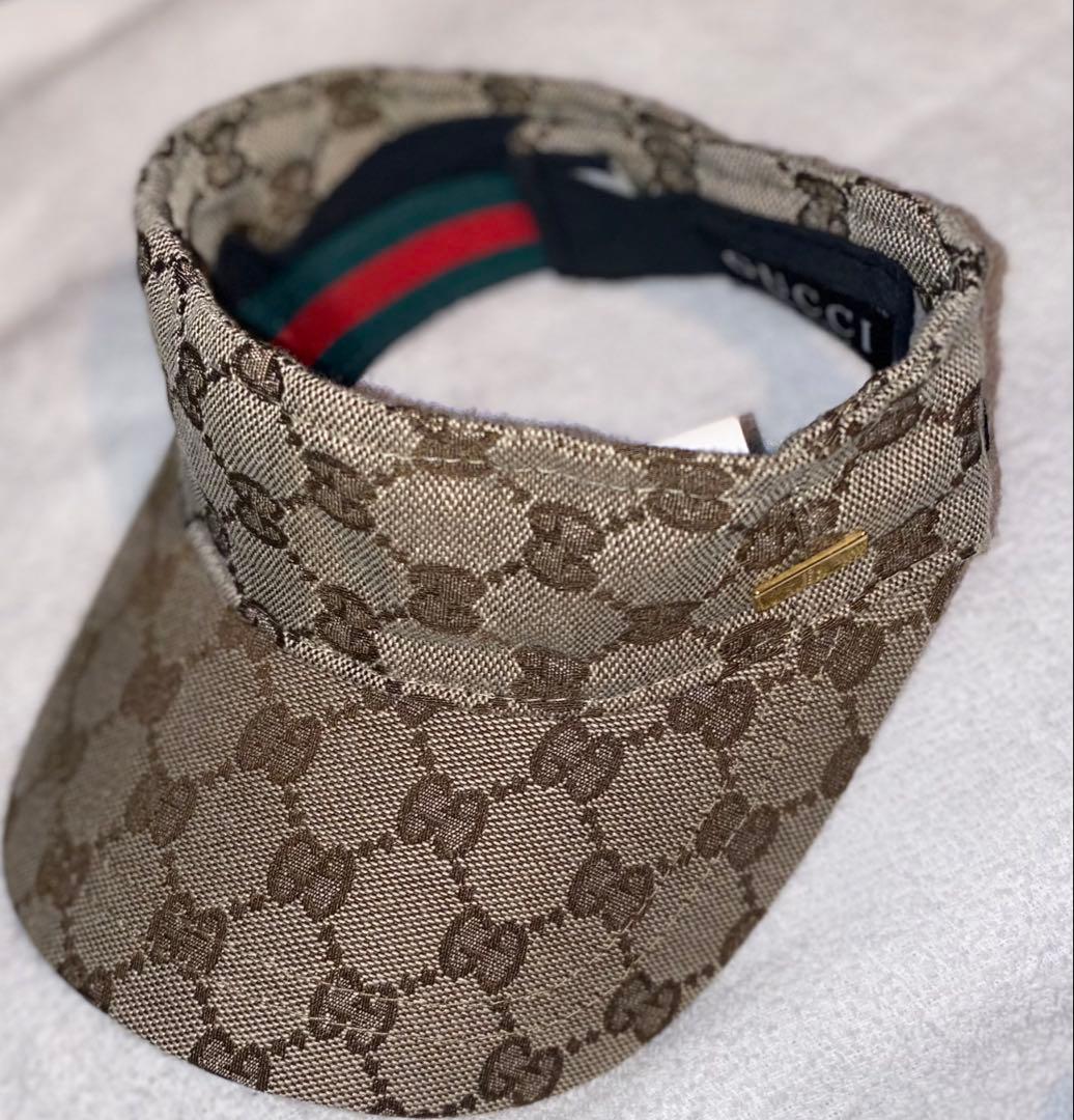 (中古)GUCCI GGパターン サンバイザー ベージュ