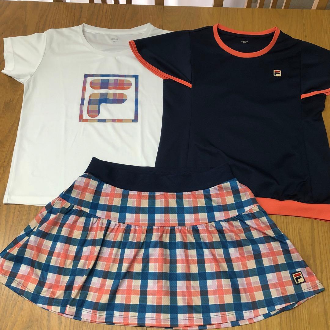 FILA テニスウェア3点セット Lサイズ ネイビー✖️チェック