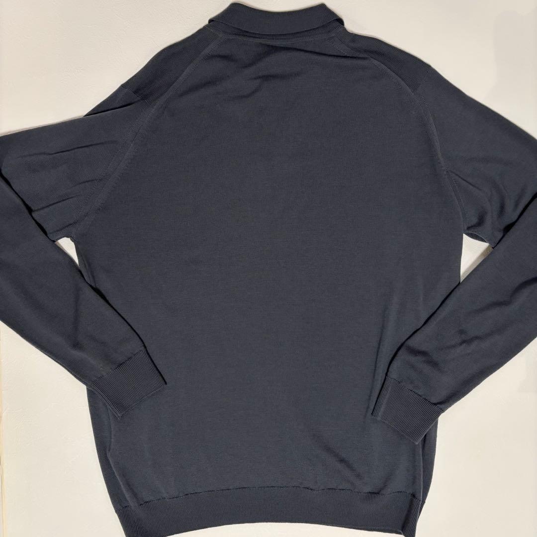 ジョンスメドレー×ユナイテッドアローズ メリノウール ニットポロシャツ グレーL