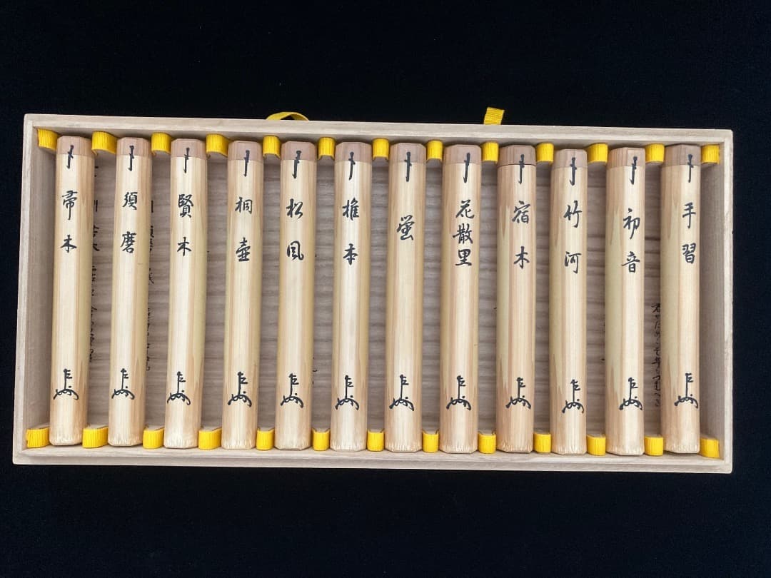 茶道具茶杓 / 即中斎自作茶杓「源氏十二月」宗哲蒔画 / 元箱付 箱書きあり