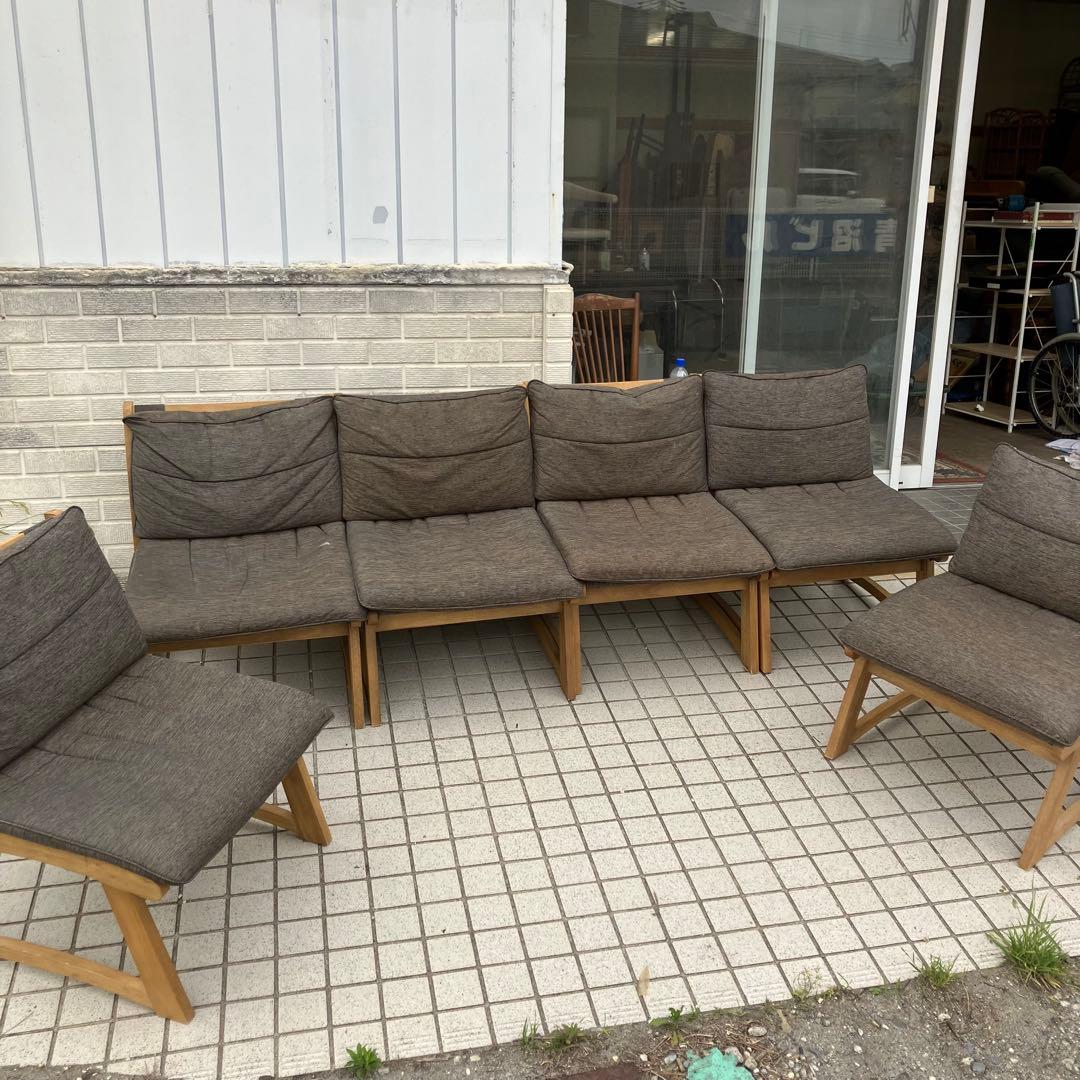 ① 北欧レトロ ミキモク 雅 木製フレーム アームレスチェア 一人掛けソファー