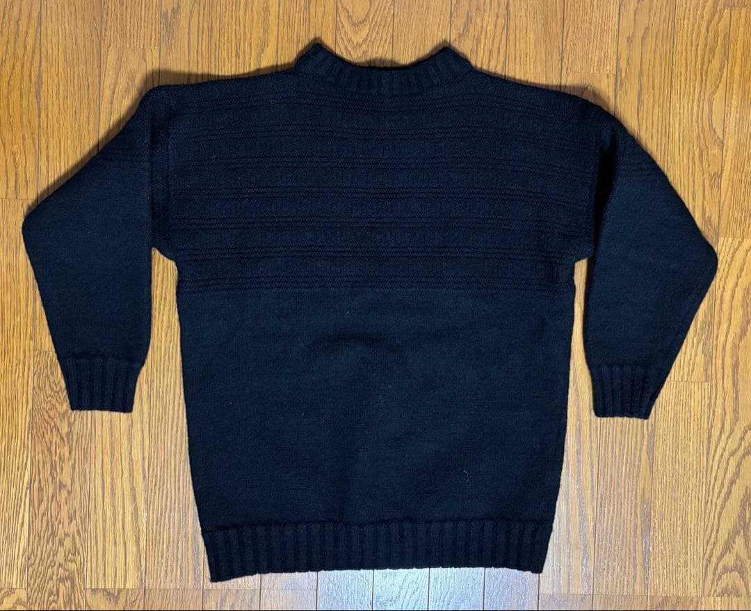 ガンジーウーレンズ 厚手ウールセーター サイズ40 黒 ブラック イングランド製