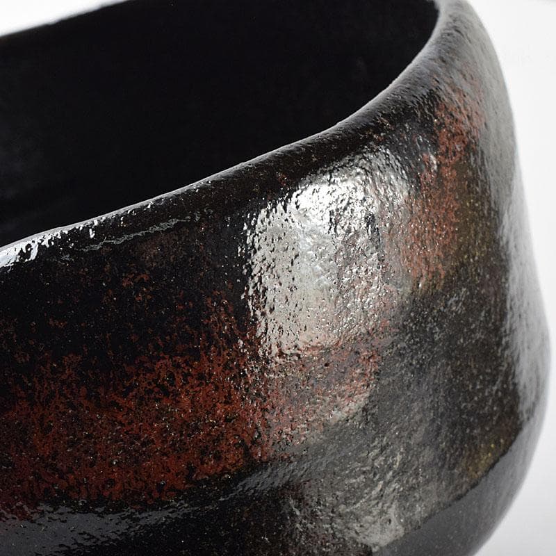 茶道具　楽焼　佐々木松楽造　黒楽茶碗　共布共箱　C　R8686