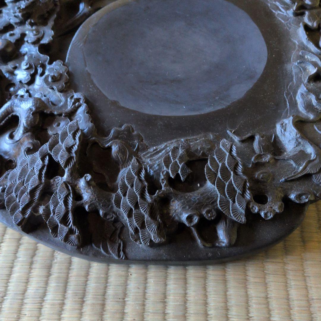 特大硯　龍の彫刻