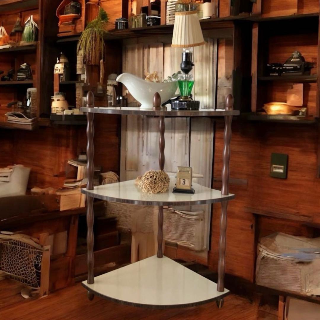 珍品‼️ ヴィンテージ　リバーシブル　コーナーラック ブラウン　＆　ホワイト